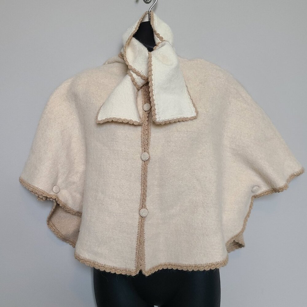 Peru Alpaca Capelet Cream Tan  XS